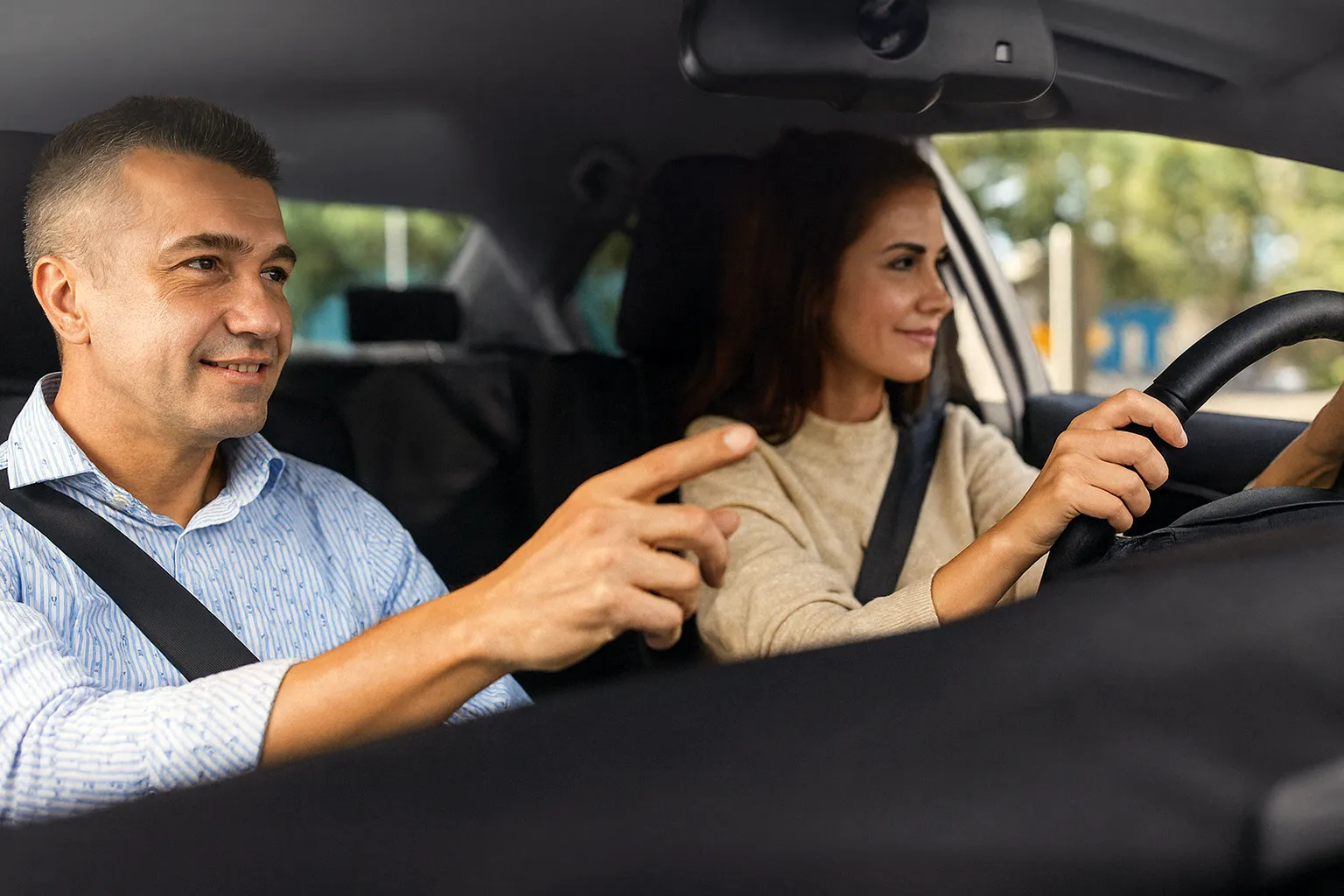 Sürücü kursu Bartın – direksiyon eğitimi sırasında eğitmen ve öğrenci